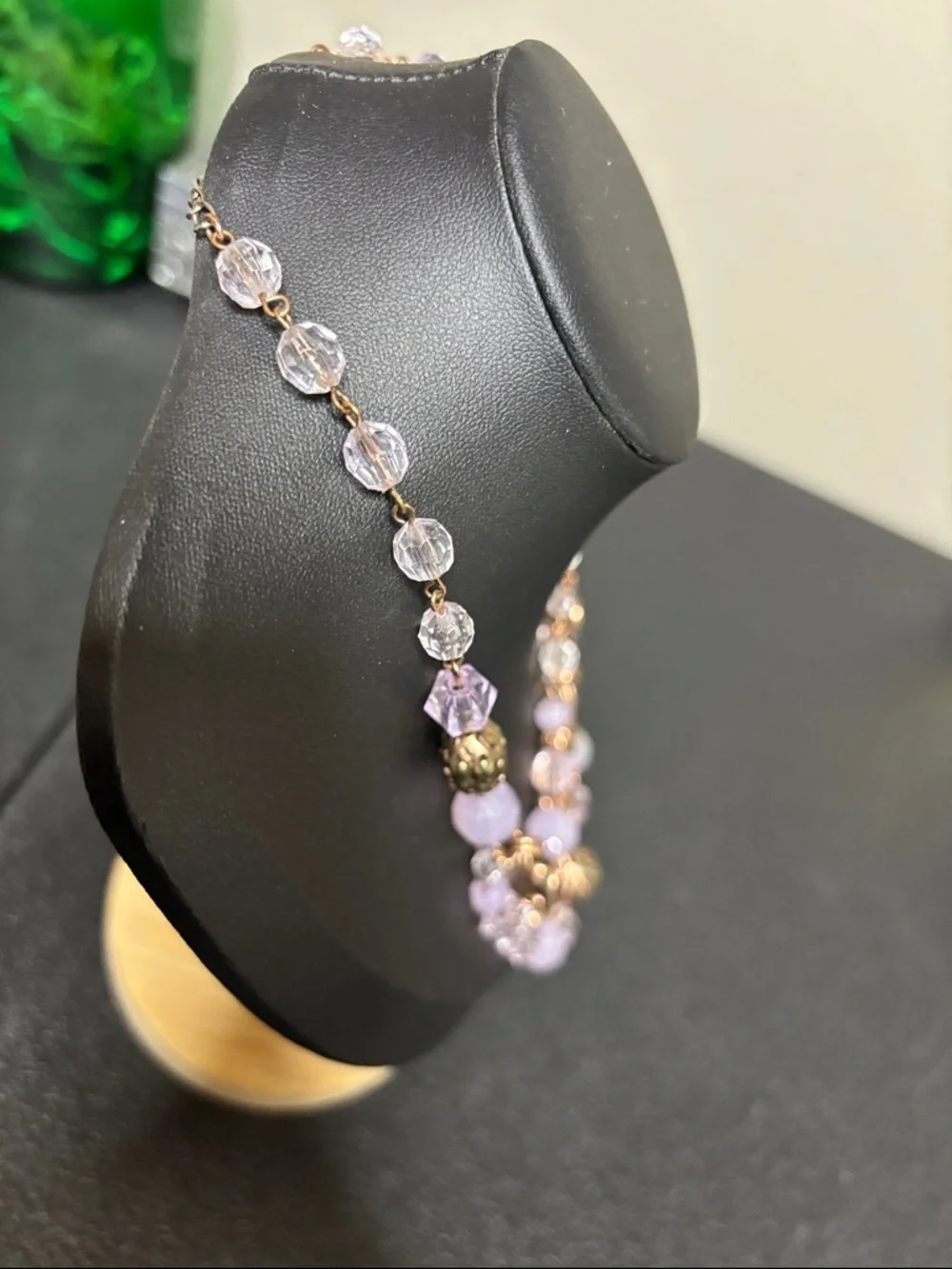 1928 Lavender Bead and Rose Gold-Tone Multi-Strand Necklace - Picture 5 of 7